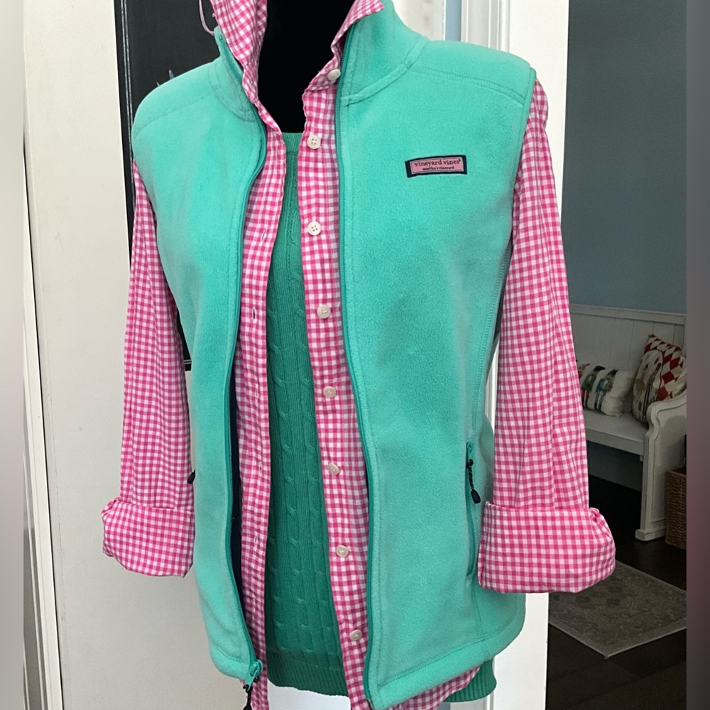 Vineyard Vines Seafoam Green Vest - Size Medium Mint Winter Vest - Picture 12 of 12